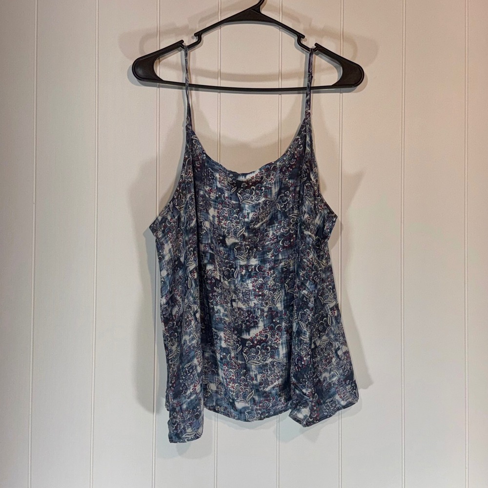 Cato Havana Bound Blue Paisley Floral Cami Tank Top XL NEW